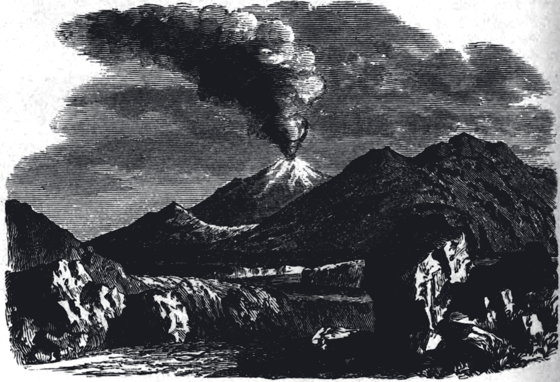 The Hadean world — black crust, magma seams, endless rain